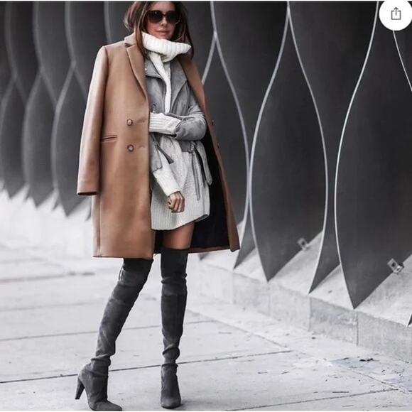 Joie Bentlee Dark Gray Suede Over The Knee Zip 4.25" Thick Heeled Boots 37 7 - Picture 13 of 14